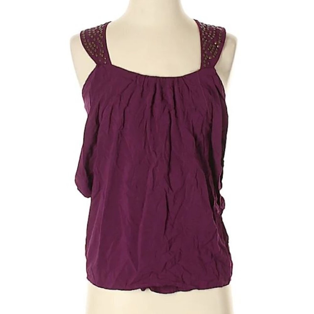 Ella Moss Purple Sleeveless Studded Blouse Racerback Tank Top Size XS